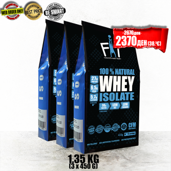 100% NATURAL WHEY ISOLATE 3 x 450g